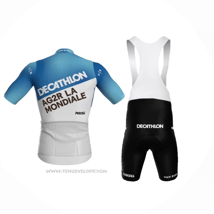 2024 Maillot Cyclisme Ag2r La Mondiale Blanc Bleu Manches Courtes Et Cuissard
